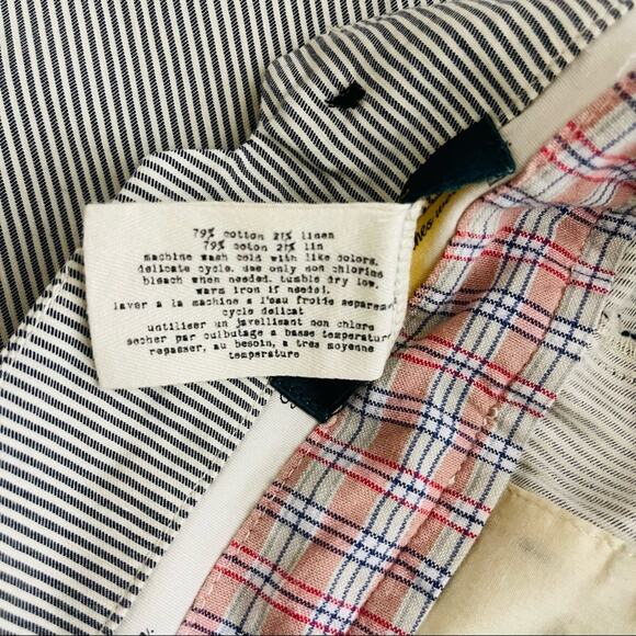 Cartonnier cream grey striped low rise preppy nautical button cropped pants - Picture 8 of 8